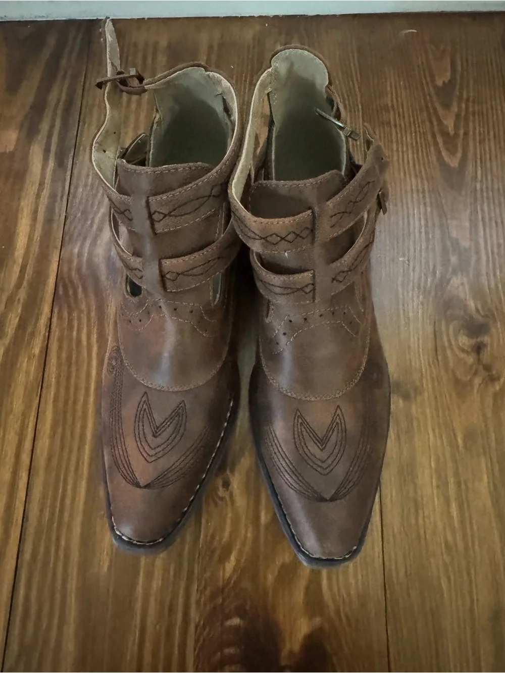 Roper Brown Leather Western Ankle Boots